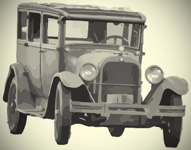 An illustration of a 1928 Dodge touring car that Rulon used to drive