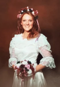 Donald Duncan's bride Lisa in homemade wedding dress